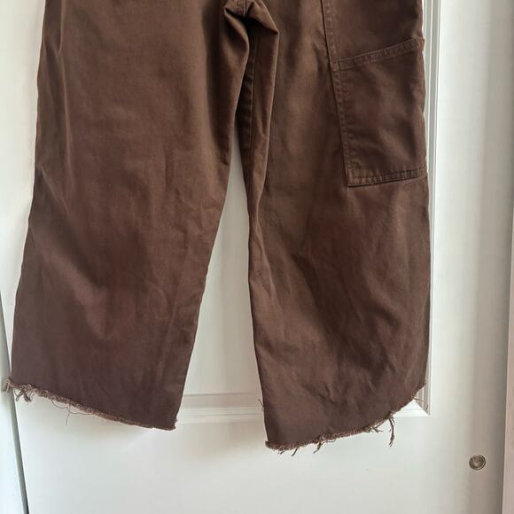 Suk Workwear Women’s Pants Umber Brown Sz 10 Raw Hem Wide Leg Construction - Picture 5 of 16